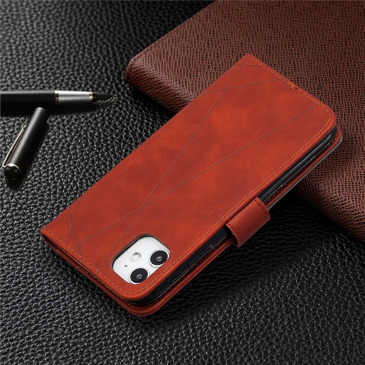 BF05 Leather Case Geometric Texture Wallet Stand Phone Cover for iPhone 11 6.1 inch - Orange-5