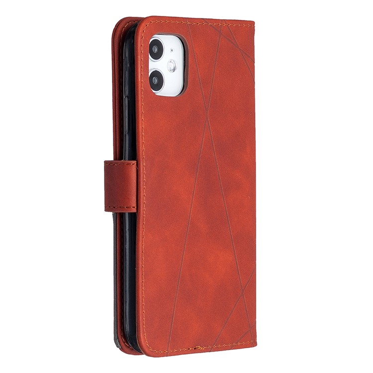 BF05 Leather Case Geometric Texture Wallet Stand Phone Cover for iPhone 11 6.1 inch - Orange-7