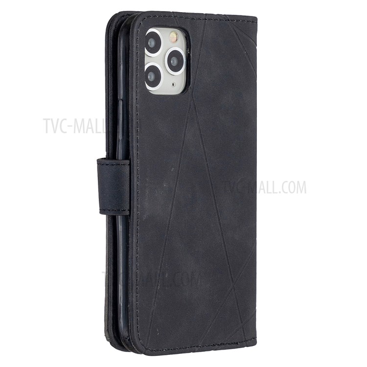 BF05 Leather Case Geometric Texture Wallet Stand Cell Phone Protector for iPhone 11 Pro 5.8 inch - Black-7