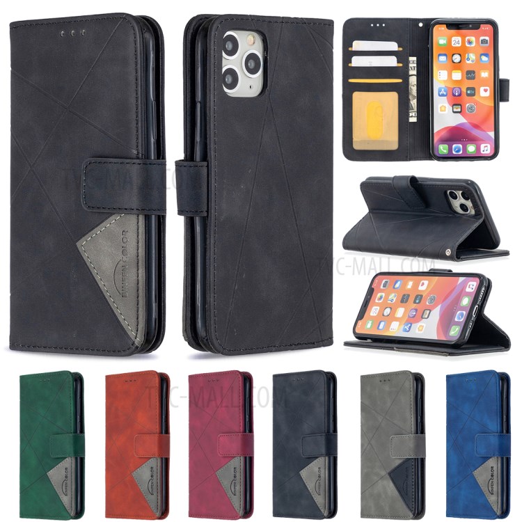 BF05 Leather Case Geometric Texture Wallet Stand Cell Phone Protector for iPhone 11 Pro 5.8 inch - Black-9