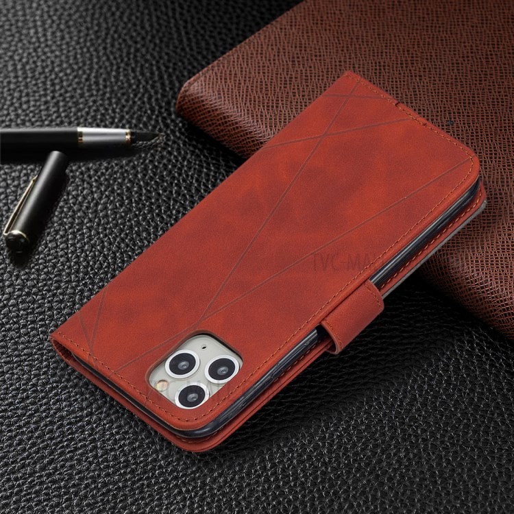 BF05 Leather Case Geometric Texture Wallet Stand Cell Phone Protector for iPhone 11 Pro 5.8 inch - Orange-5