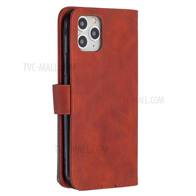 BF05 Leather Case Geometric Texture Wallet Stand Cell Phone Protector for iPhone 11 Pro 5.8 inch - Orange-6