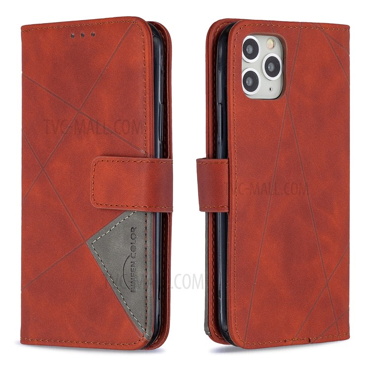 BF05 Leather Case Geometric Texture Wallet Stand Cell Phone Protector for iPhone 11 Pro 5.8 inch - Orange-7