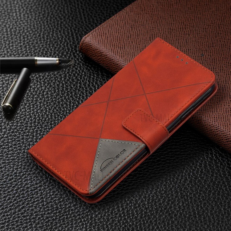 BF05 Textura De Cáscara De La Cartera Del Cuero Del Soporte Para El Iphone Geométrica XS Máximo De 6,5 Pulgadas - Naranja-4