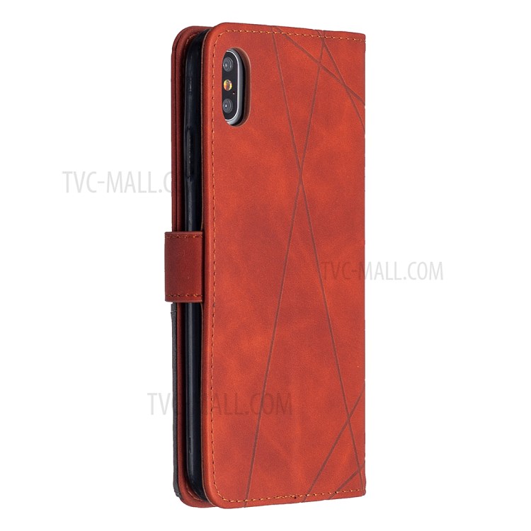 BF05 Textura De Cáscara De La Cartera Del Cuero Del Soporte Para El Iphone Geométrica XS Máximo De 6,5 Pulgadas - Naranja-7