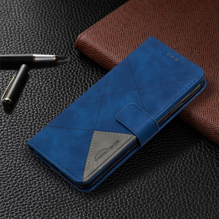BF05 Geometric Texture Wallet Stand Leather Shell for iPhone XS Max 6.5 inch - Blue-4