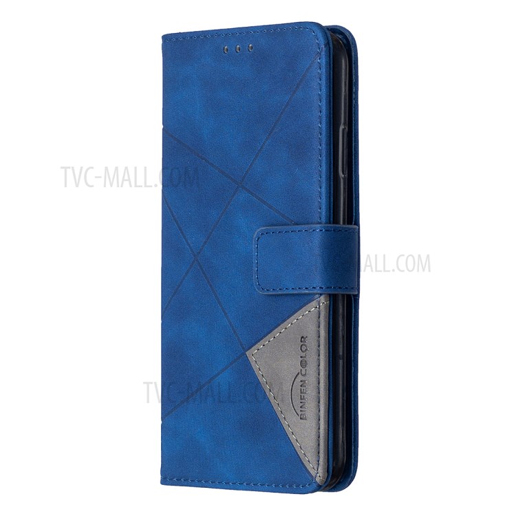 BF05 Geometric Texture Wallet Stand Leather Shell for iPhone XS Max 6.5 inch - Blue-6