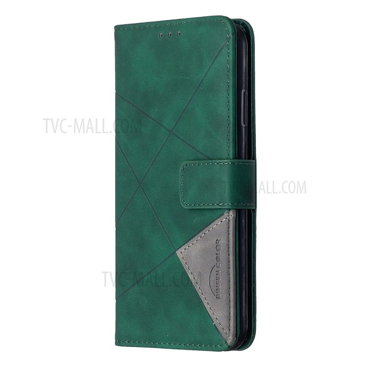 BF05 Geometric Texture Wallet Stand Leather Shell for iPhone XS Max 6.5 inch - Green-6