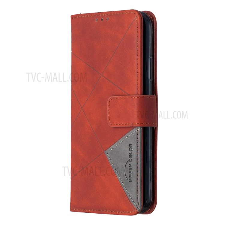 BF05 Leather Case Geometric Texture Wallet Stand Shell Protector for iPhone XR 6.1 inch - Orange-6