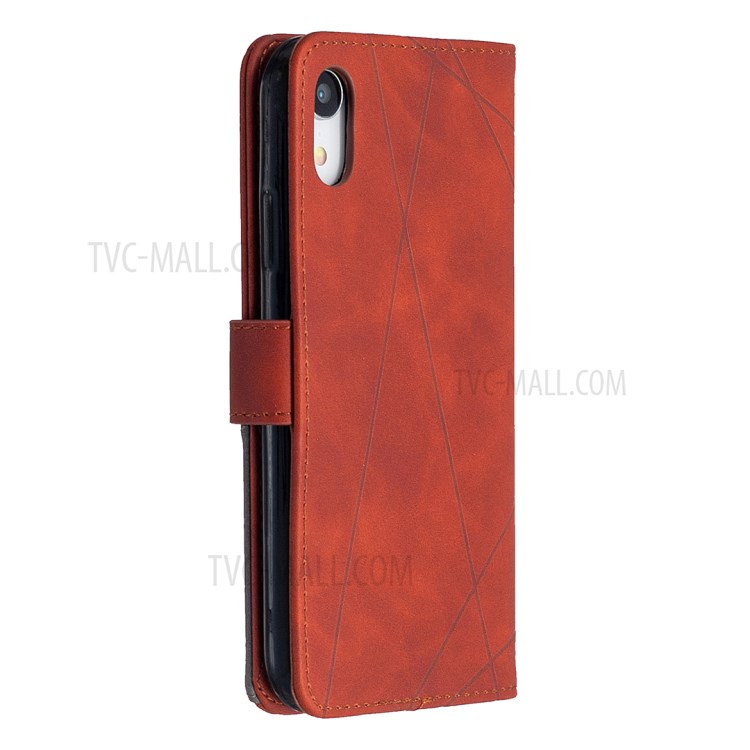 BF05 Leather Case Geometric Texture Wallet Stand Shell Protector for iPhone XR 6.1 inch - Orange-7