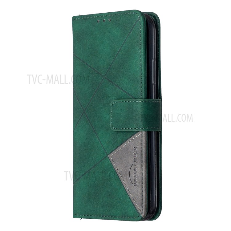 BF05 Leather Case Geometric Texture Wallet Stand Shell Protector for iPhone XR 6.1 inch - Green-6