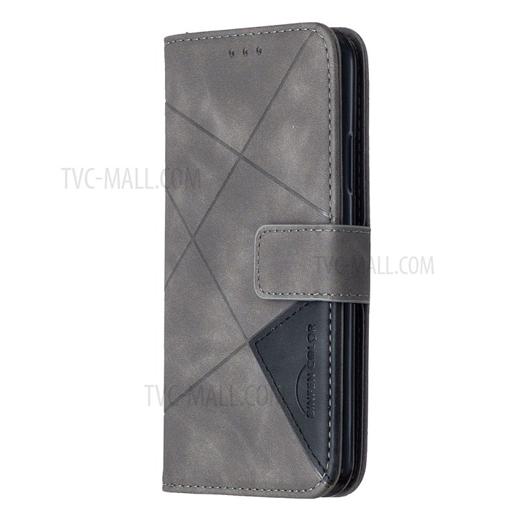 BF05 Leather Case Geometric Texture Wallet Stand Shell for iPhone X/XS 5.8 inch - Grey-6