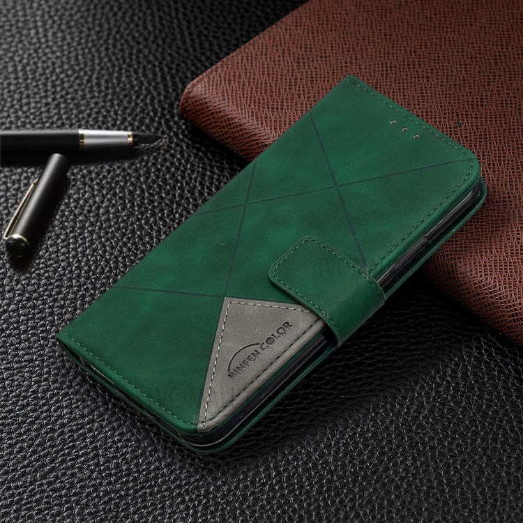 BF05 Leather Case Geometric Texture Wallet Stand Shell for iPhone X/XS 5.8 inch - Green-4