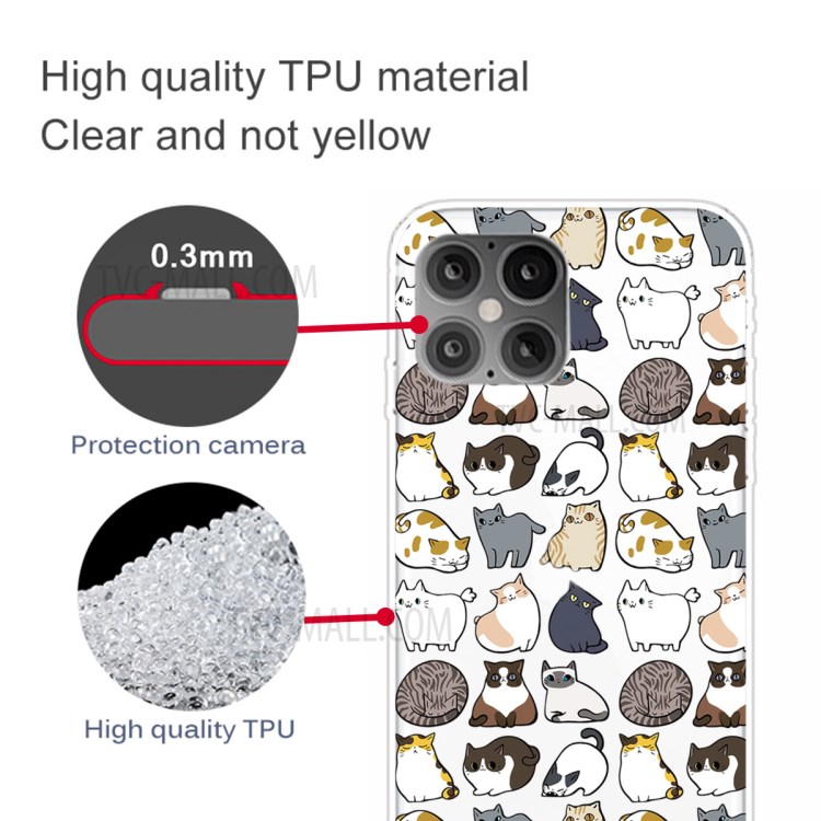 Pattern Printing TPU Phone Case for iPhone 12 Pro Max 6.7-inch - Cute Cat-3