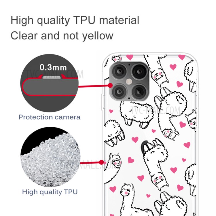 Pattern Printing TPU Phone Case for iPhone 12 Pro Max 6.7-inch - Alpaca-3