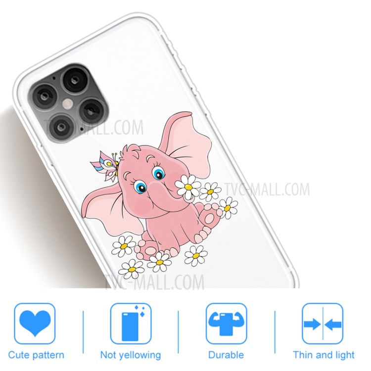 Pattern Printing TPU Phone Case for iPhone 12 Pro Max 6.7-inch - Elephant-5