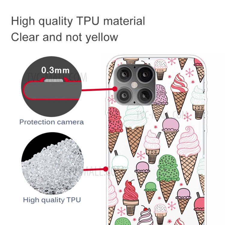 Pattern Printing TPU Soft Phone Cover for iPhone 12 Pro Max 6.7 inch - Colorful Ice Cream-3