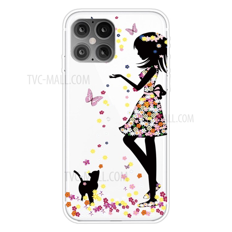Pattern Printing TPU Soft Phone Cover for iPhone 12 Pro Max 6.7 inch - Beautiful Girl-1