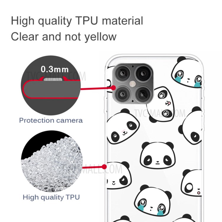 Pattern Printing TPU Soft Phone Cover for iPhone 12 Pro Max 6.7 inch - Pandas-3