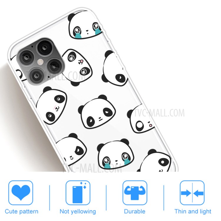 Pattern Printing TPU Soft Phone Cover for iPhone 12 Pro Max 6.7 inch - Pandas-5