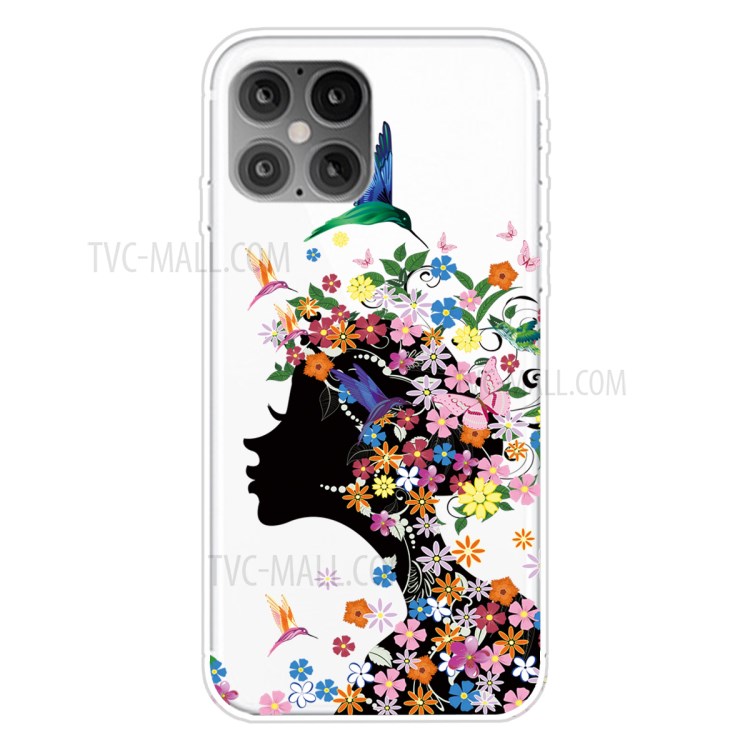 Pattern Printing TPU Back Protective Cover for iPhone 12 Pro / iPhone 12 Max 6.1-inch - Beauty and Flower-1