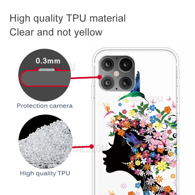 Pattern Printing TPU Back Protective Cover for iPhone 12 Pro / iPhone 12 Max 6.1-inch - Beauty and Flower-3