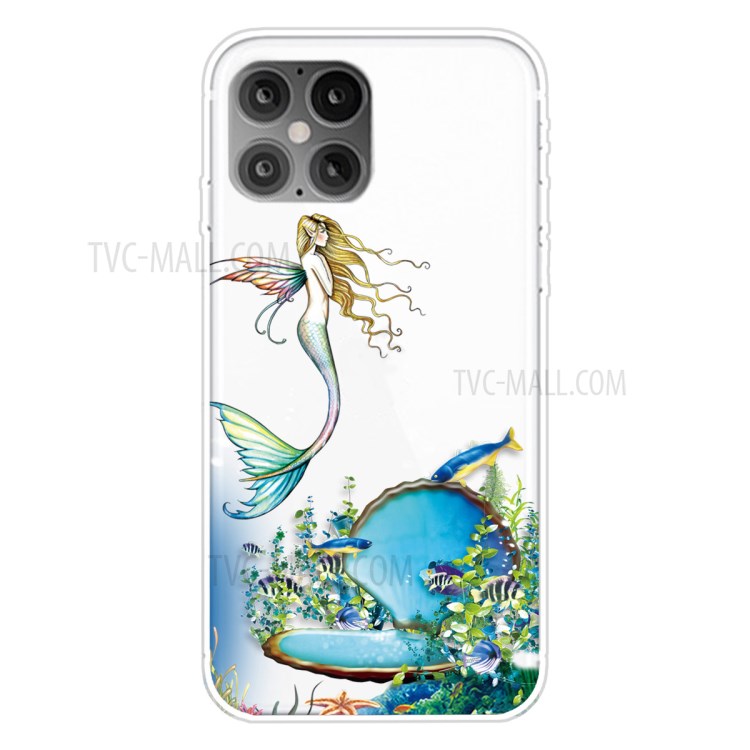 Pattern Printing TPU Back Protective Cover for iPhone 12 Pro/12 - Mermaid-1