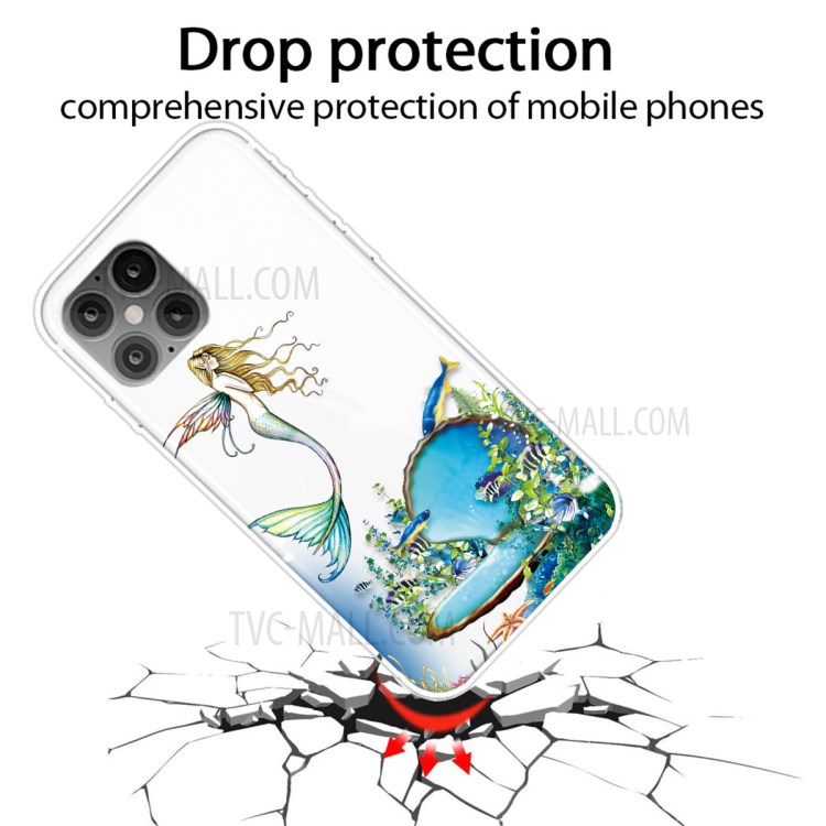 Pattern Printing TPU Back Protective Cover for iPhone 12 Pro/12 - Mermaid-2