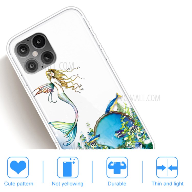 Pattern Printing TPU Back Protective Cover for iPhone 12 Pro/12 - Mermaid-5