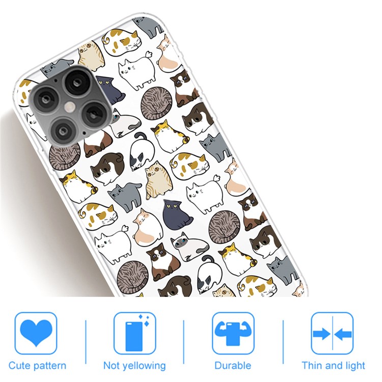 Pattern Printing TPU Back Protective Cover for iPhone 12 Pro/12 - Cats-5