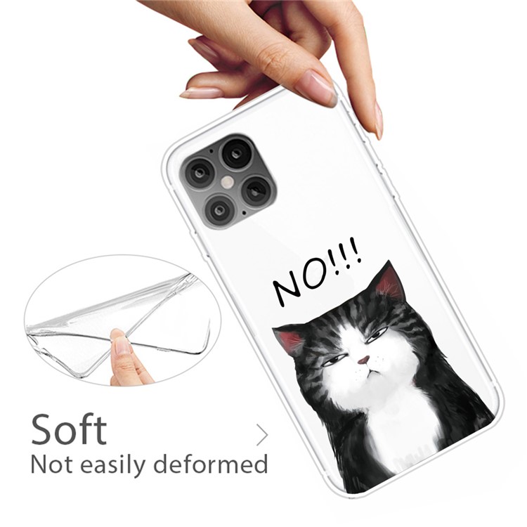 Pattern Printing TPU Back Protective Cover for iPhone 12 Pro/12 - Angry Cat-4