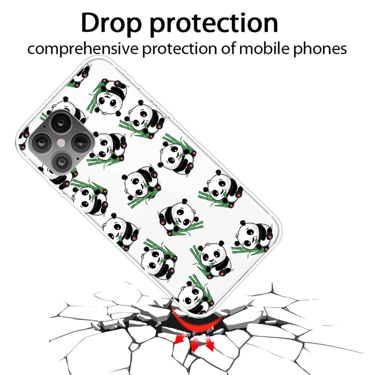 Pattern Printing TPU Soft Phone Cover for iPhone 12 Pro/12 - Cute Panda-2
