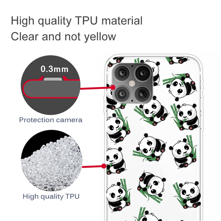 Pattern Printing TPU Soft Phone Cover for iPhone 12 Pro/12 - Cute Panda-3