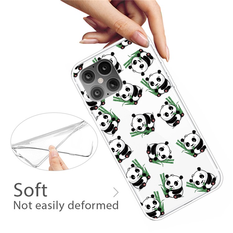 Pattern Printing TPU Soft Phone Cover for iPhone 12 Pro/12 - Cute Panda-4