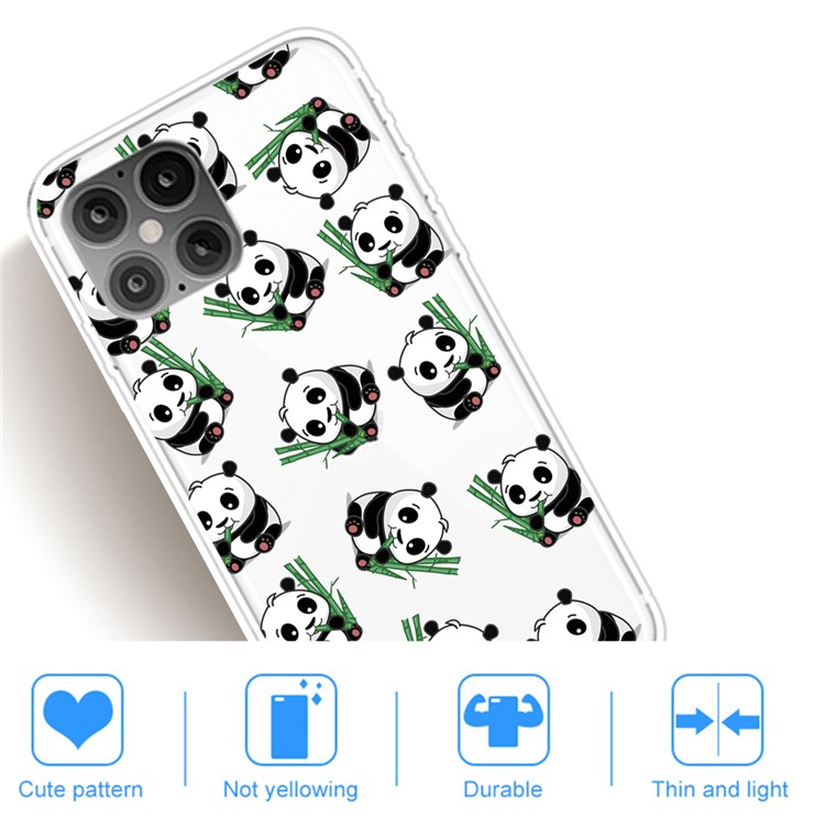 Pattern Printing TPU Soft Phone Cover for iPhone 12 Pro/12 - Cute Panda-5