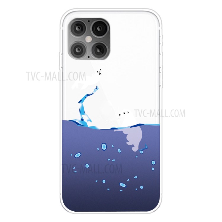 Pattern Printing TPU Soft Phone Cover for iPhone 12 Pro/12 - Polar Bear-1
