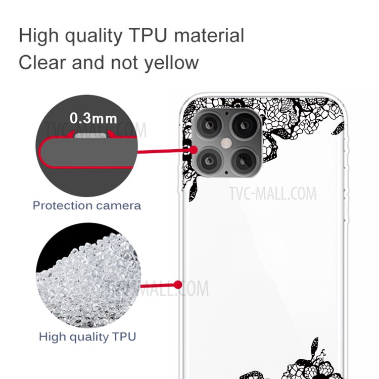 Pattern Printing TPU Soft Phone Cover for iPhone 12 Pro/12 - Lace Flower-3