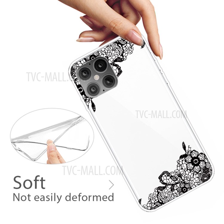 Pattern Printing TPU Soft Phone Cover for iPhone 12 Pro/12 - Lace Flower-4