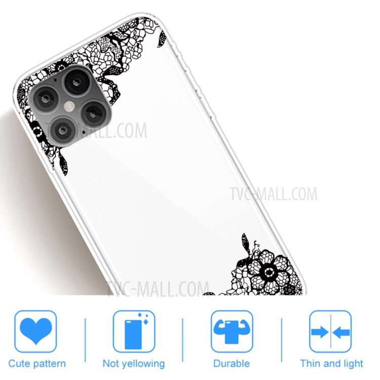 Pattern Printing TPU Soft Phone Cover for iPhone 12 Pro/12 - Lace Flower-5