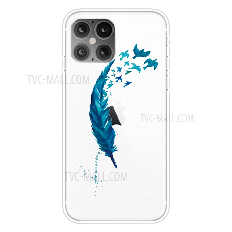 Pattern Printing TPU Soft Phone Cover for iPhone 12 Pro/12 - Feather-1