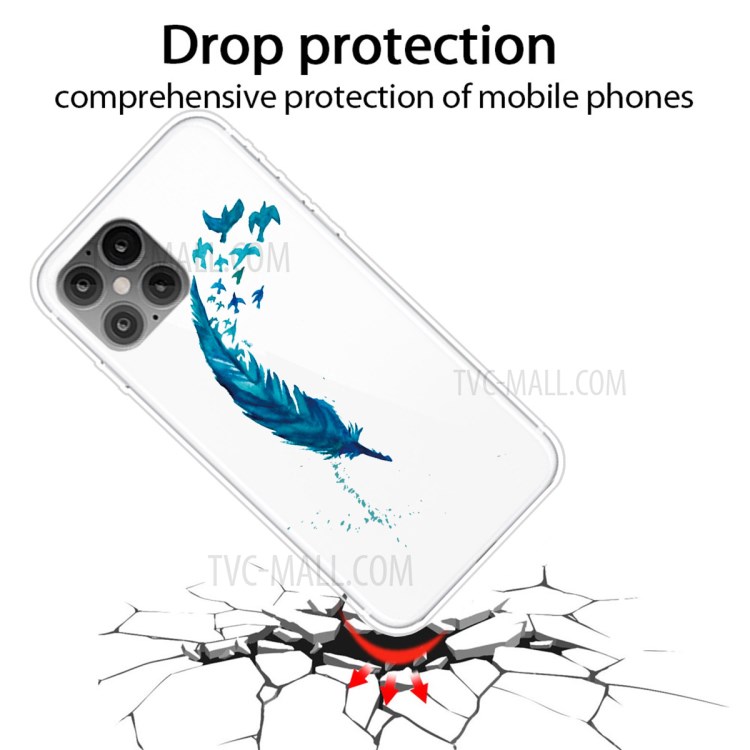 Pattern Printing TPU Soft Phone Cover for iPhone 12 Pro/12 - Feather-2