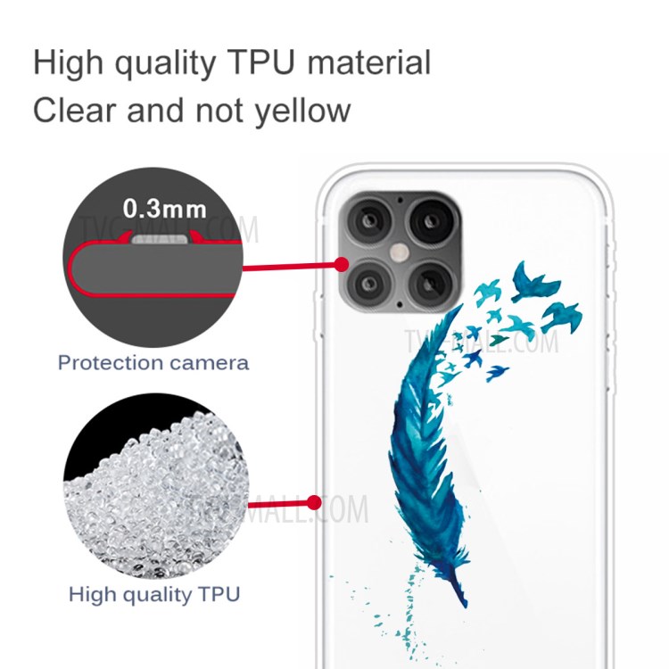 Pattern Printing TPU Soft Phone Cover for iPhone 12 Pro/12 - Feather-3