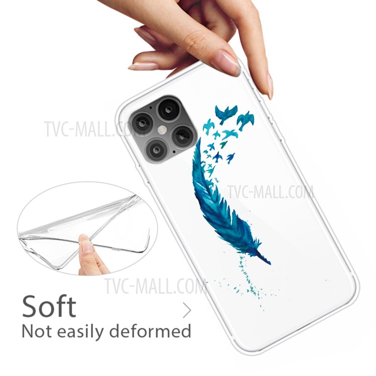 Pattern Printing TPU Soft Phone Cover for iPhone 12 Pro/12 - Feather-4