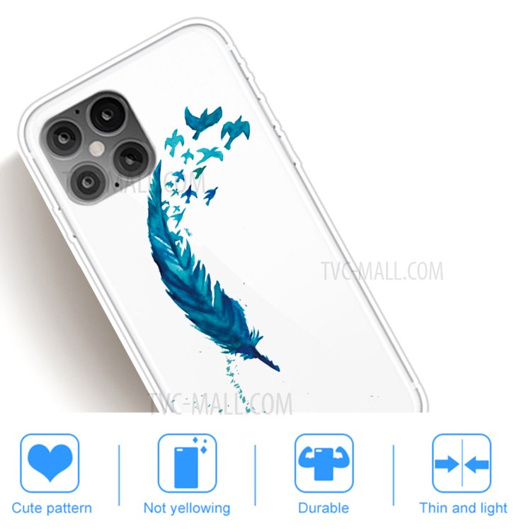 Pattern Printing TPU Soft Phone Cover for iPhone 12 Pro/12 - Feather-5