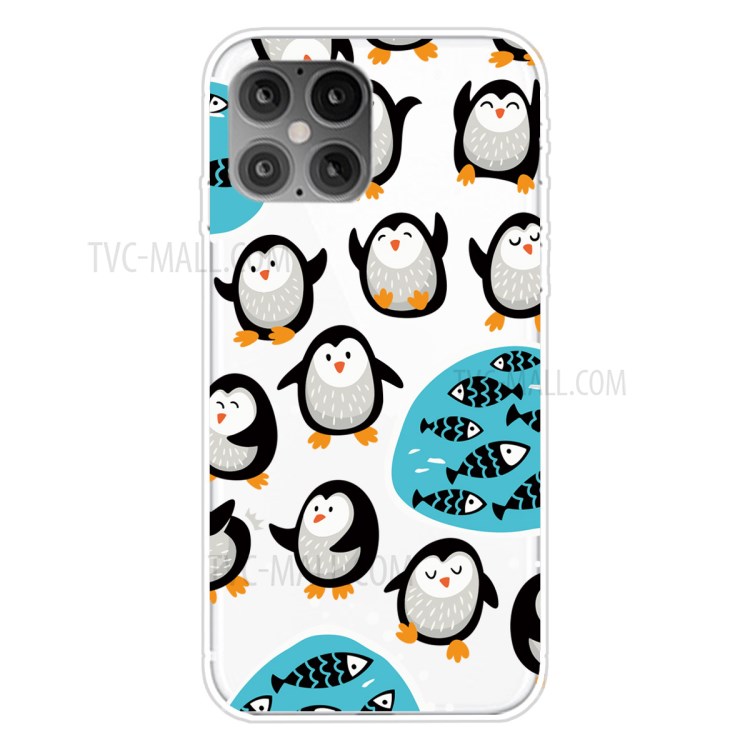 Pattern Printing TPU Soft Phone Cover for iPhone 12 Pro/12 - Little Penguin-1