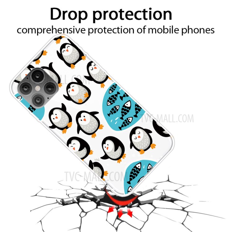 Pattern Printing TPU Soft Phone Cover for iPhone 12 Pro/12 - Little Penguin-2