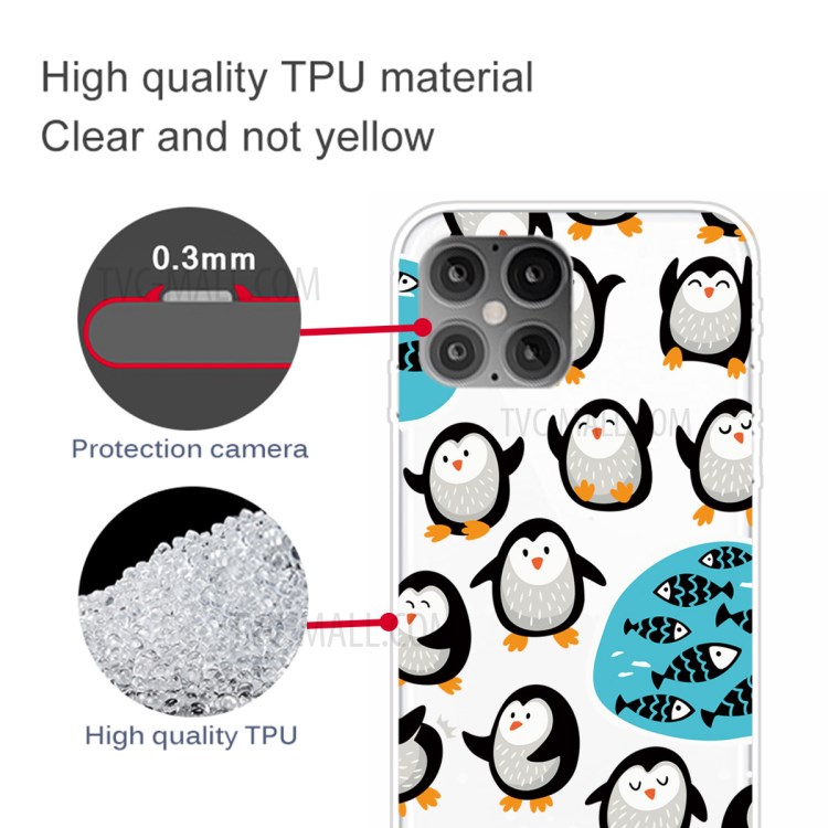 Pattern Printing TPU Soft Phone Cover for iPhone 12 Pro/12 - Little Penguin-3