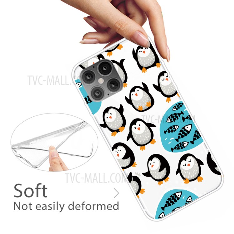 Pattern Printing TPU Soft Phone Cover for iPhone 12 Pro/12 - Little Penguin-4