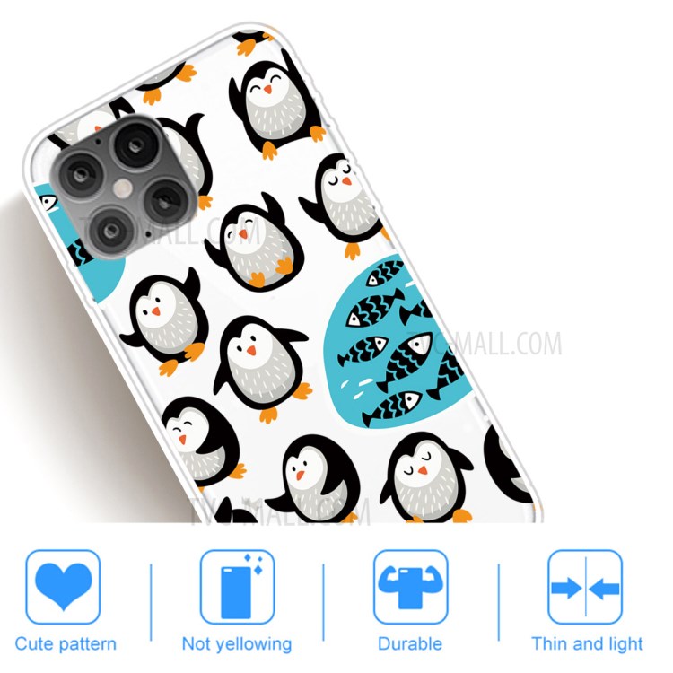 Pattern Printing TPU Soft Phone Cover for iPhone 12 Pro/12 - Little Penguin-5