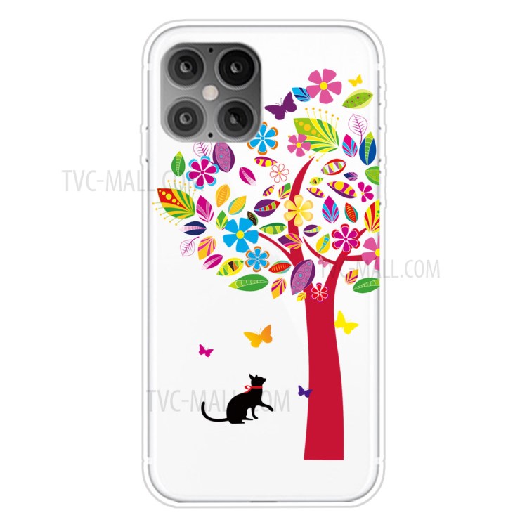 Pattern Printing TPU Soft Phone Cover for iPhone 12 Pro/12 - Colorful Tree-1